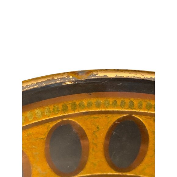 Vintage Set of 2 Signed Culver Antigua Glass Dip Bowls 5” Crackled Gold - Picture 11 of 11